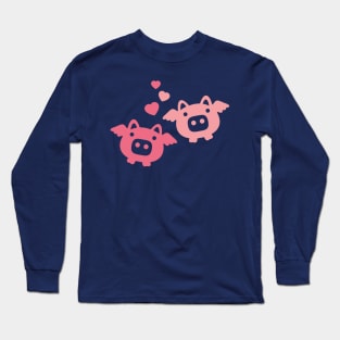 Flying Pigs in Love Long Sleeve T-Shirt